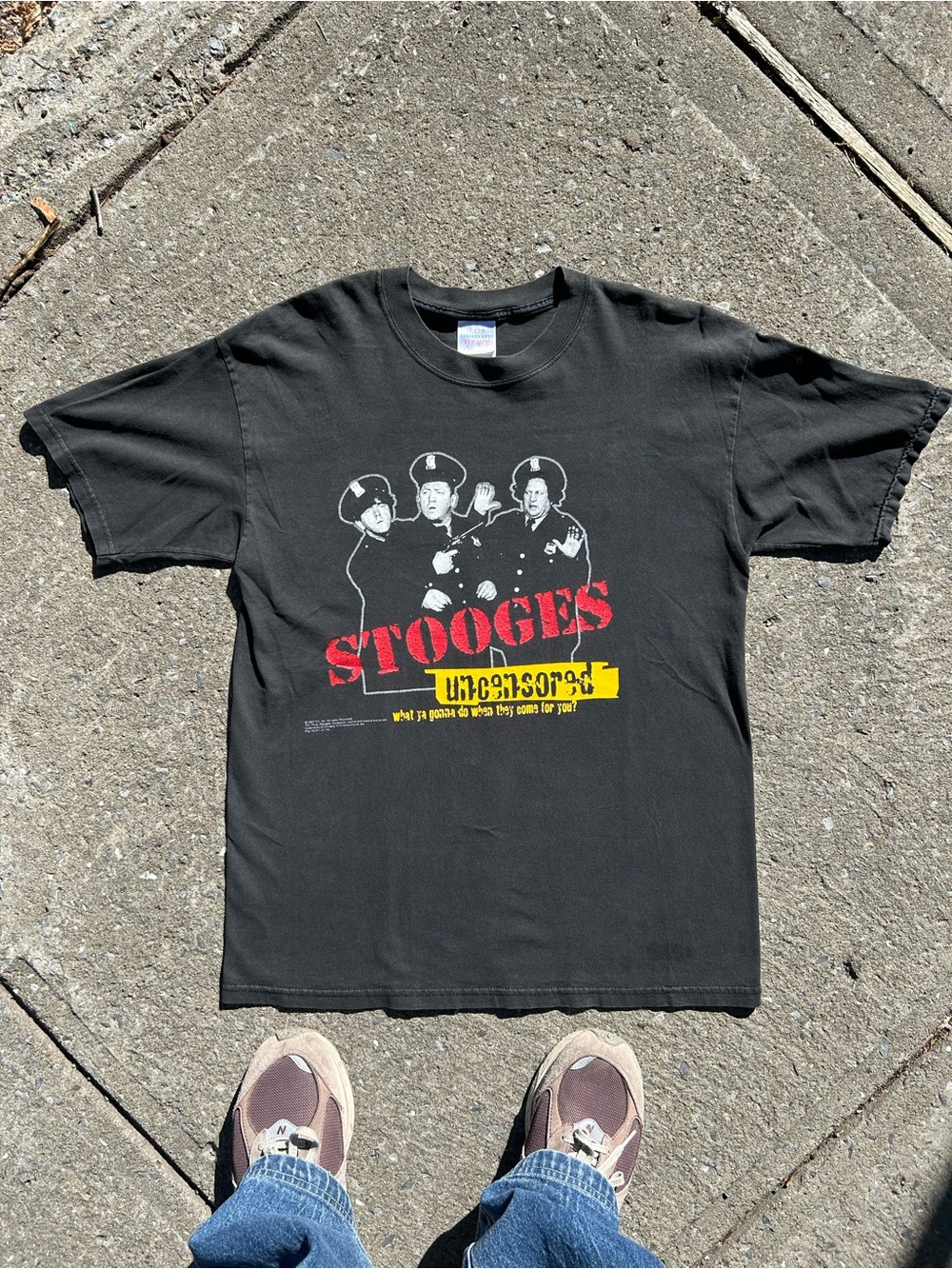 Vintage Three Stooges Uncensored Promo Black Tee Shirt